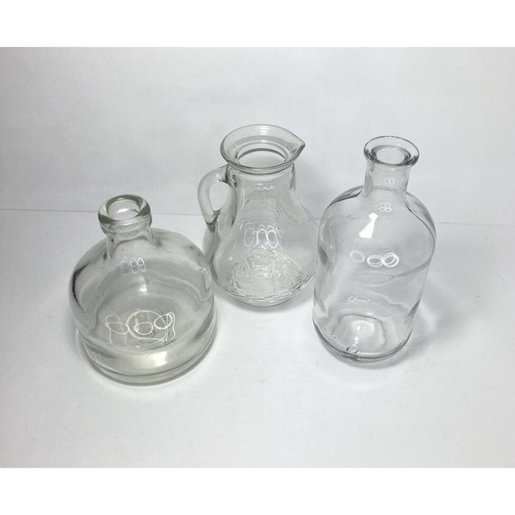 Set of 3 Vintage 1960’s Apothecary Storage Decor Clear Glass Bottles/Jars, 6”-8” - Picture 2 of 6